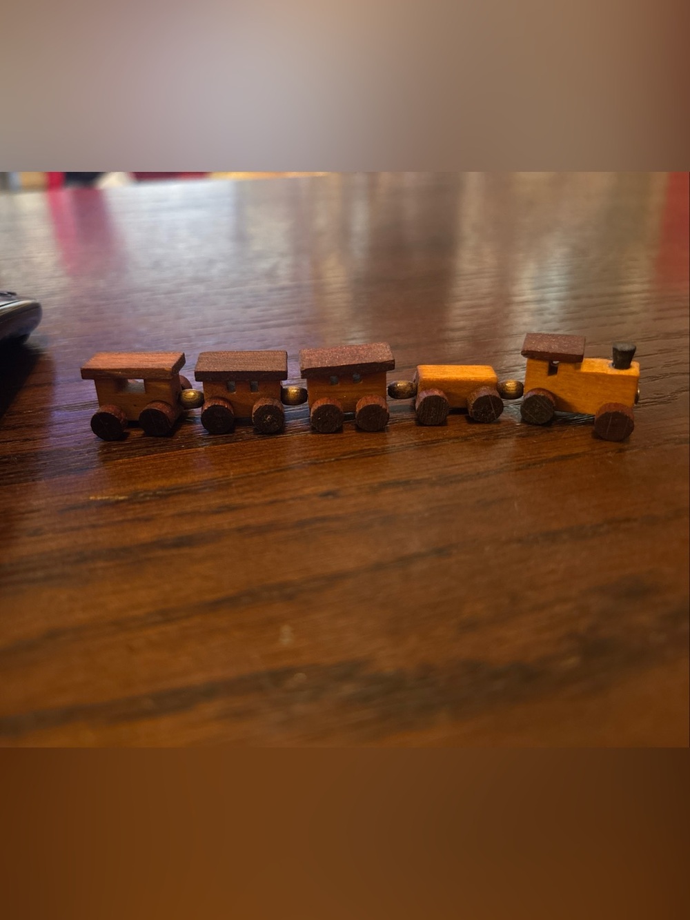 Vintage Loquai W Germany Miniature Wooden Train 5 Pc Set Tiny 5” Wood Toy